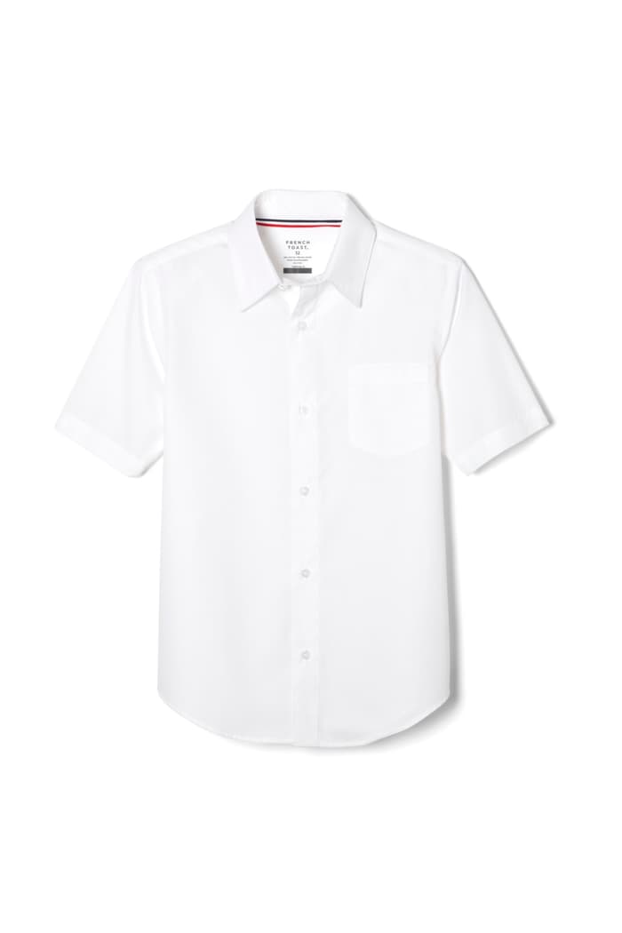 Front view of Short Sleeve Dress Shirt with Expandable Collar 