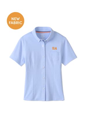  of New! Short Sleeve Knit Oxford Blouse with Success Academy Logo 