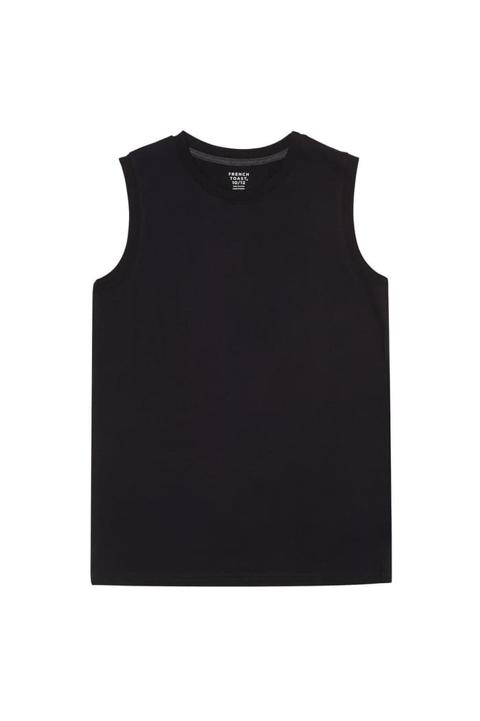 front view of  Sleeveless Solid Muscle Tee