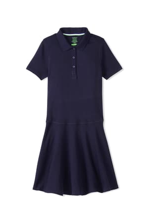 front view of  Adaptive Short Sleeve Interlock Polo Dress