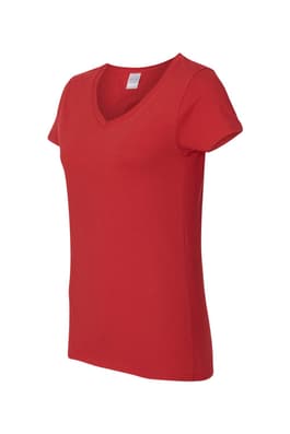 back view of  Adult Heavy Cotton Womens V-Neck Tee