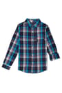 front view of  Long Sleeve Turquoise Plaid Woven Shirt opens large image - 1 of 1