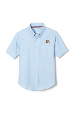 front view of  Short Sleeve Oxford Shirt with Success Academy Logo