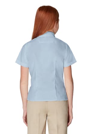 back on figure view of  Short Sleeve Oxford Blouse with Princess Seams