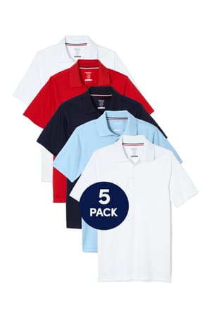 Short sleeve performance polos. 5 pack of  5-Pack Short Sleeve Performance Polo
