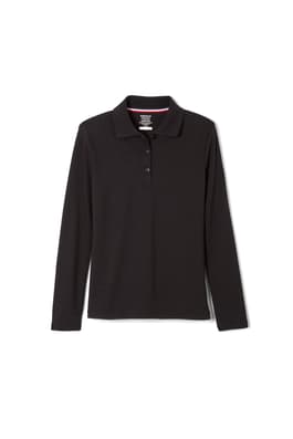 front view of  Long Sleeve Feminine Fit Interlock Polo - FINAL SALE