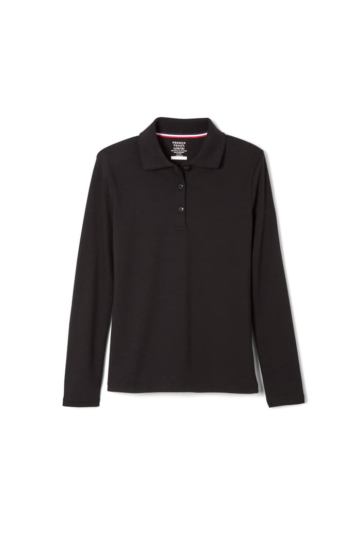 front view of  Long Sleeve Feminine Fit Interlock Polo - FINAL SALE
