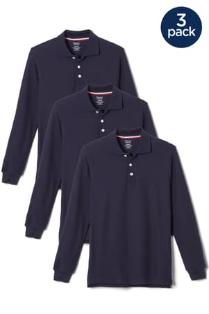 front view of  Long Sleeve Pique Polo 3-Pack