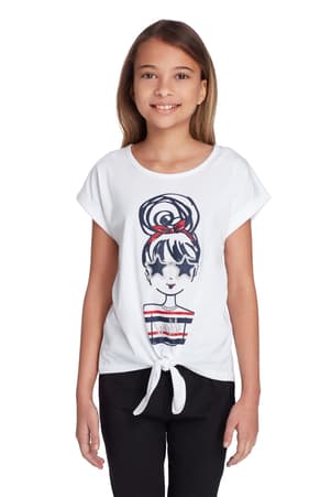 front view of  Short Sleeve Tie Front Americana Graphic Tee