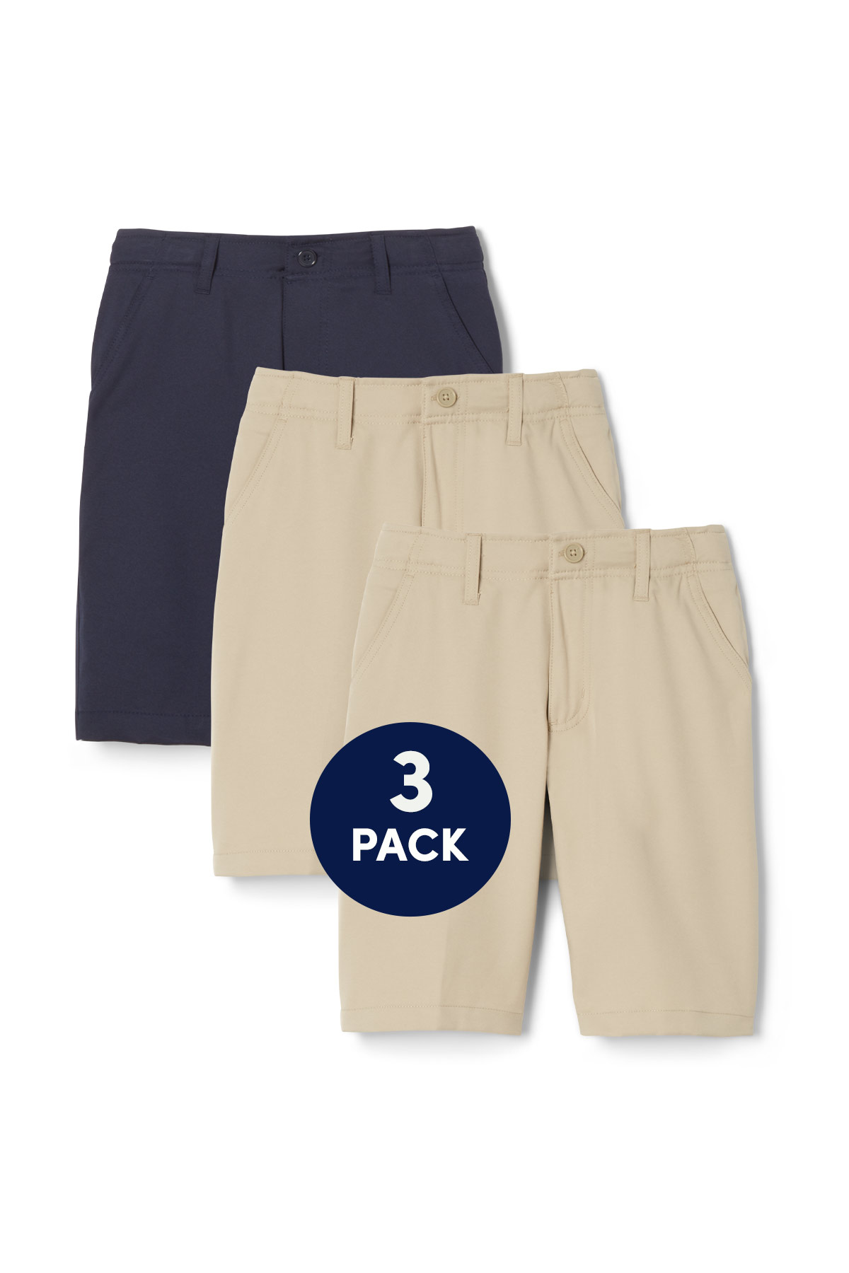 Boys&#39; flat front performance shorts. 3 pack