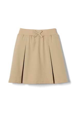 Classroom School Uniform Khaki Skirt Front Bow Pockets Pleated Elastic 14 1/2 