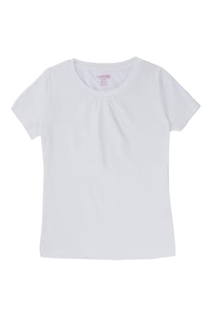 back view of  Girls Short Sleeve Crew Neck Tee Light Pink 3-Pack