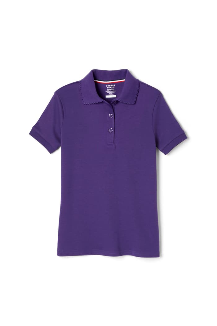 Front view of Short Sleeve Interlock Polo with Picot Collar (Feminine Fit) 