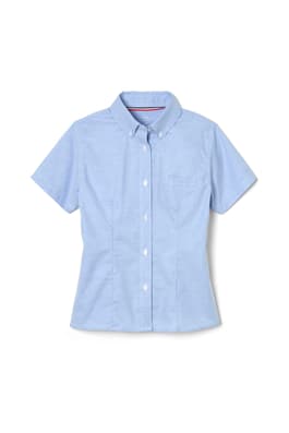 front view of  Short Sleeve Fitted Oxford Shirt (Feminine Fit)