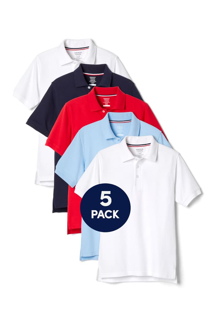 Front view of 5-Pack Short Sleeve Pique Polo 