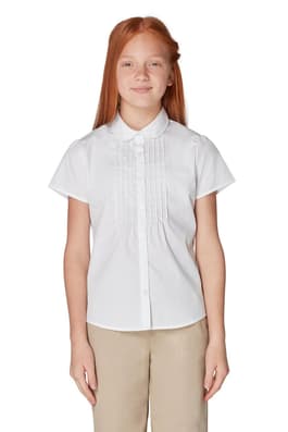 back view of  Short Sleeve Pintuck Blouse