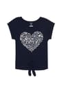 front view of  Short Sleeve Tie Front Love Graphic Tee opens large image - 1 of 1