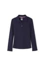Back View of 5-Pack Long Sleeve Fitted Interlock Polo with Picot Collar (Feminine Fit) opens large image - 2 of 5