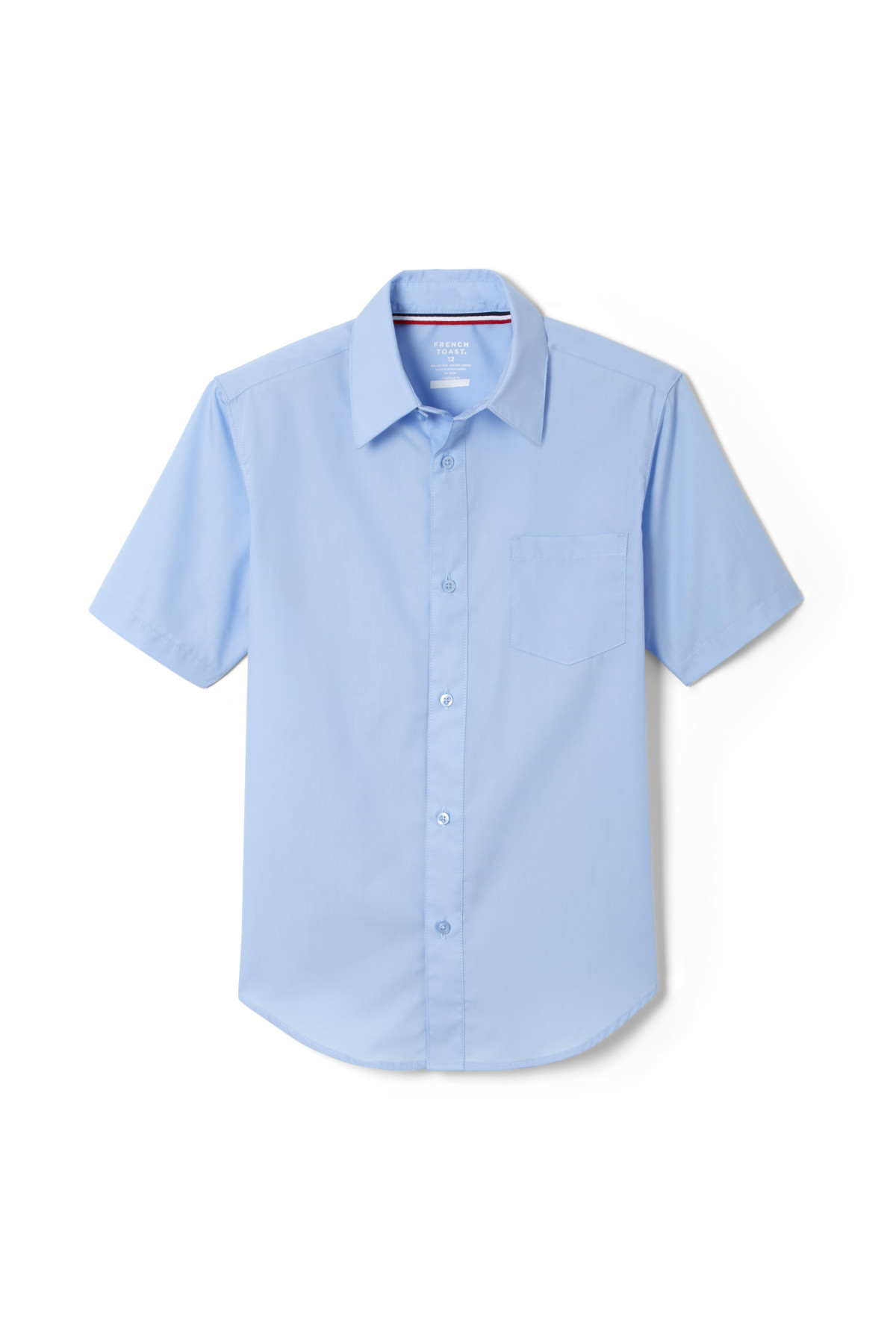 Blue Short Sleeve Shirt with Expandable Collar - French Toast