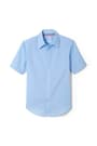 Front view of Blue Short Sleeve Shirt with Expandable Collar opens large image - 1 of 2