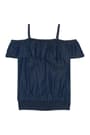 front view of  Short Sleeve Ruffle Woven Top opens large image - 1 of 1