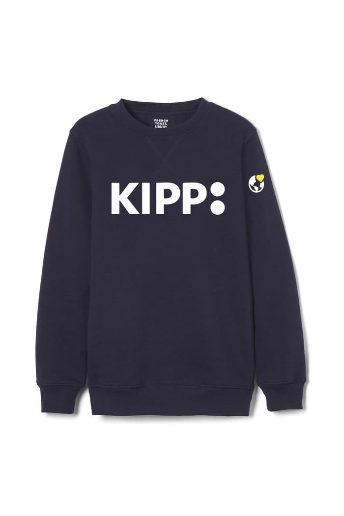 Front view of KIPP Crewneck fleece sweatshirt