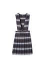 Front view of Plaid V-Neck Pleated Jumper opens large image - 1 of 2