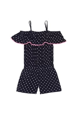 front view of  Short Sleeve Ruffle Top Romper