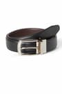 Front view of Black/Brown Reversible Leather Belt opens large image - 1 of 1