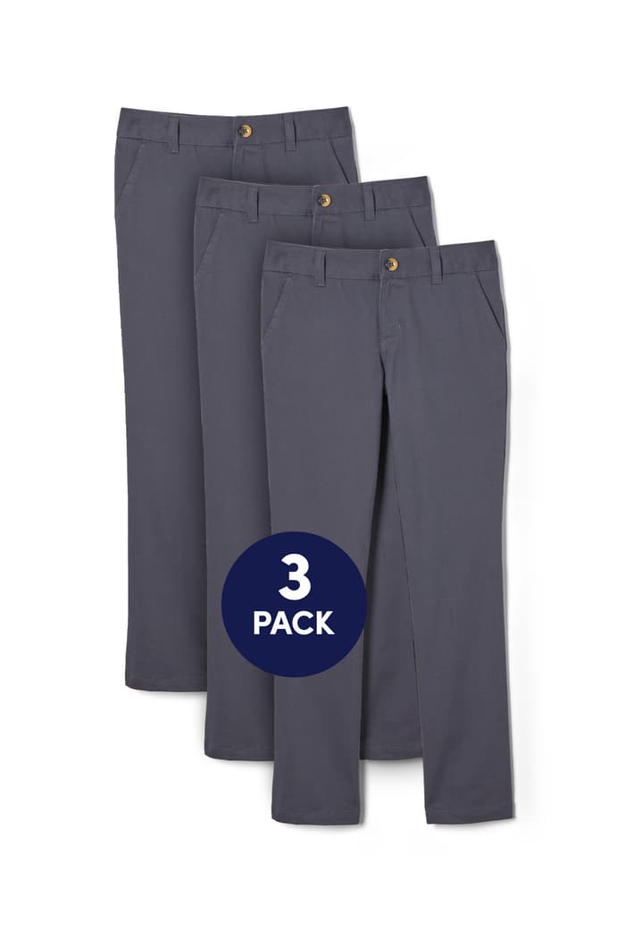 Front view of 3-Pack Girls' Straight Fit Stretch Twill Pant 
