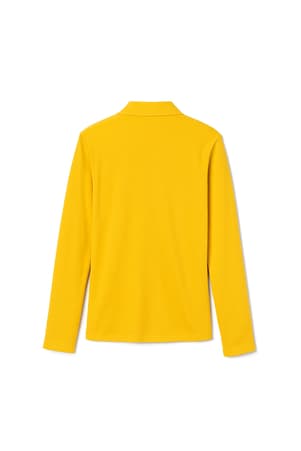 back view of  Long Sleeve Fitted Stretch Pique Polo (Feminine Fit)