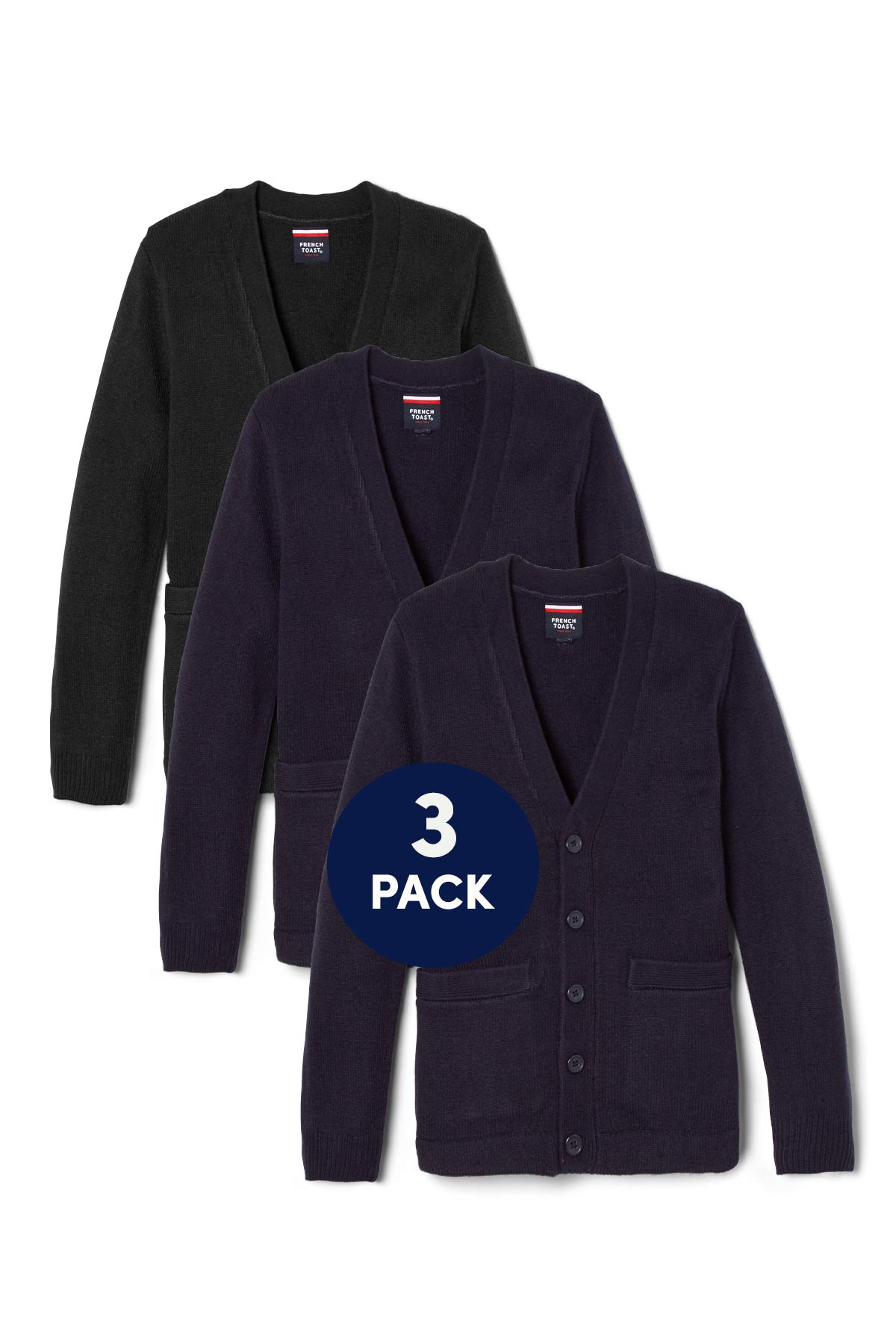 3-Pack V-Neck Cardigan Sweater - School Uniform Essentials