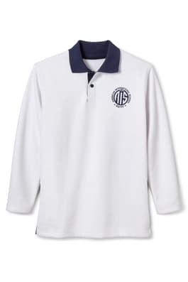 front view of  Long Sleeve Polo With Color Block Collar