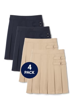 front view of multipack of  4-Pack Pleated Two-Tab Skort