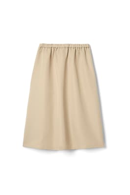 back view of  Elastic Back Long Pleated Skirt