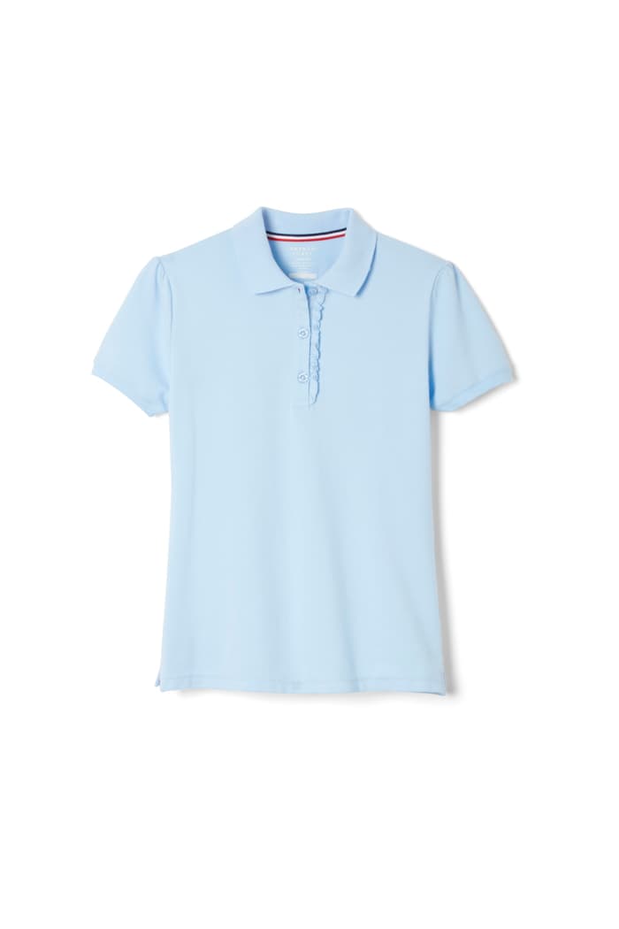 front view of  Short Sleeve Ruffle Polo (Feminine Fit)