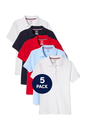 Short sleeve feminine fit interlock polos. 5 pack of  5-Pack Short Sleeve Fitted Interlock Polo with Picot Collar (Feminine Fit)