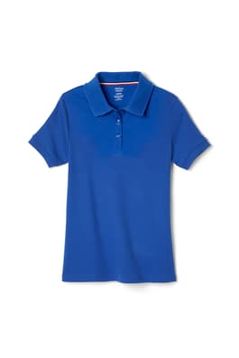 front view of  Girls Short Sleeve Interlock Polo - FINAL SALE