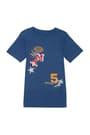 front view of  Blue Short Sleeve Patches Graphic Tee opens large image - 1 of 1