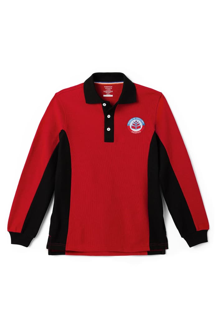 front view of  Memphis School Of Excellence Long Sleeve Pique Polo