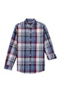 front view of  Long Sleeve Blue Red Plaid Woven Shirt opens large image - 1 of 1