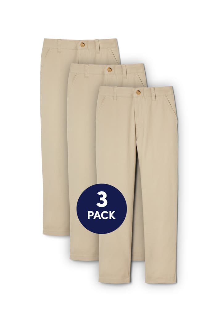 Front view of 3-Pack Boys' Straight Fit Stretch Twill Pant 