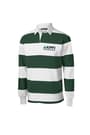 front view of green and white striped rugby polo of  Long Sleeve Rugby Polo opens large image - 1 of 2