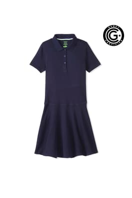 front view of  Adaptive Short Sleeve Interlock Polo Dress