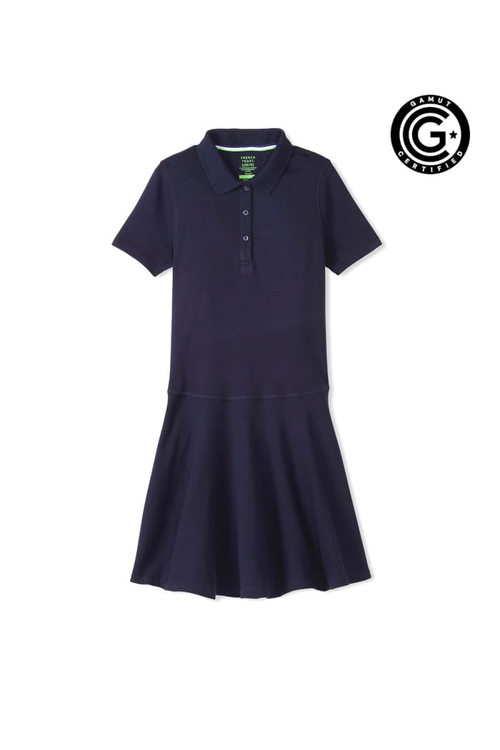 front view of  Adaptive Short Sleeve Interlock Polo Dress