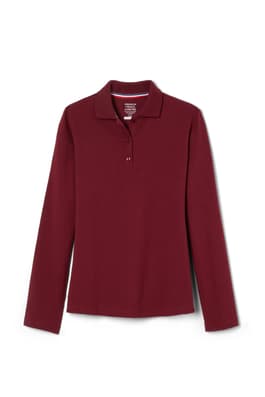 front view of  5-Pack Long Sleeve Fitted Stretch Pique Polo (Feminine Fit)