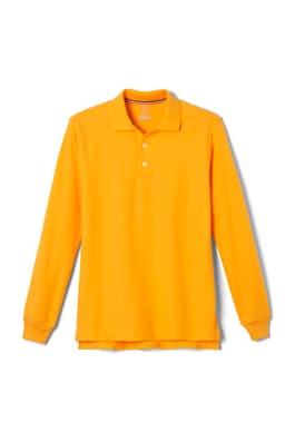 Front view of  Long Sleeve Pique Polo - FINAL SALE