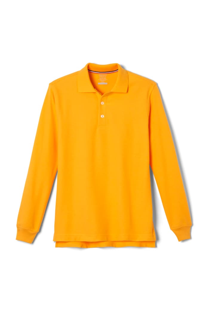 Front view of  Long Sleeve Pique Polo - FINAL SALE