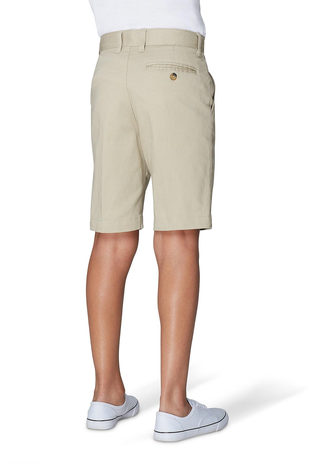 French Toast Unisex Flat Front Twill Shorts with Adjustable Waist 14 Khaki 