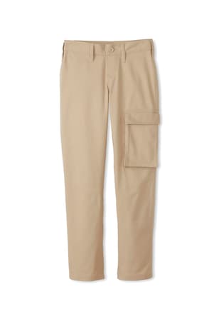 front view of  New! Boys' Adaptive Seated Straight Fit Stretch Twill Pant with Thigh Pocket